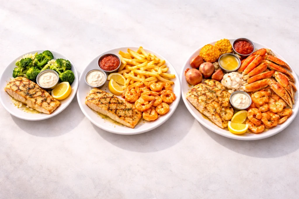 Red Lobster menu prices 2026 showing lobster tail shrimp combo and seafood dishes