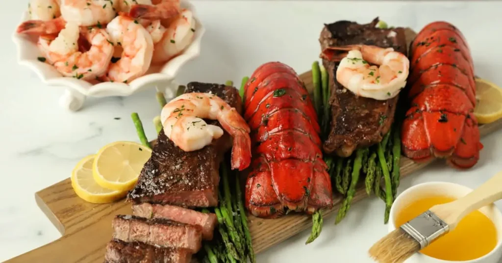 maine lobster tail and ny strip steak surf and turf combo meal