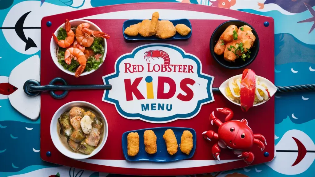 Red Lobster kids menu prices 2026 showing shrimp chicken tenders and kids combo meals with sides and drinks