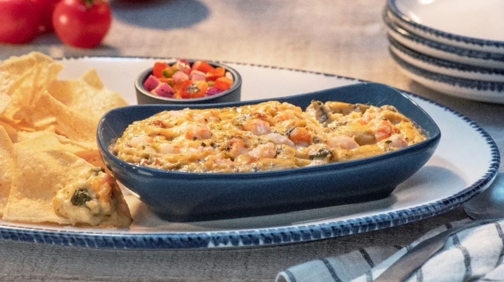 red lobster lobster dip appetizer with creamy seafood cheese dip and crispy tortilla chips