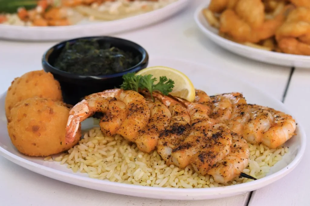 What Is Shrimp Your Way Choose Two seafood combo platter with different shrimp dishes and sides