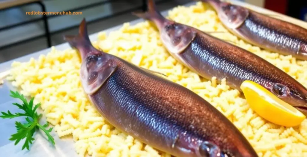 Visual comparison showing fish and shellfish categories to explain how seafood differs from fish.
