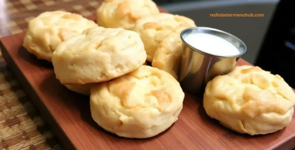 Fresh homemade Red Lobster Cheddar Bay Biscuits with garlic butter topping and melted cheddar cheese