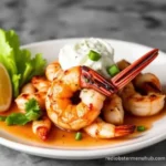 Red Lobster's Garlic-Grilled Shrimp is served with garlic butter seasoning and delicious side dishes.