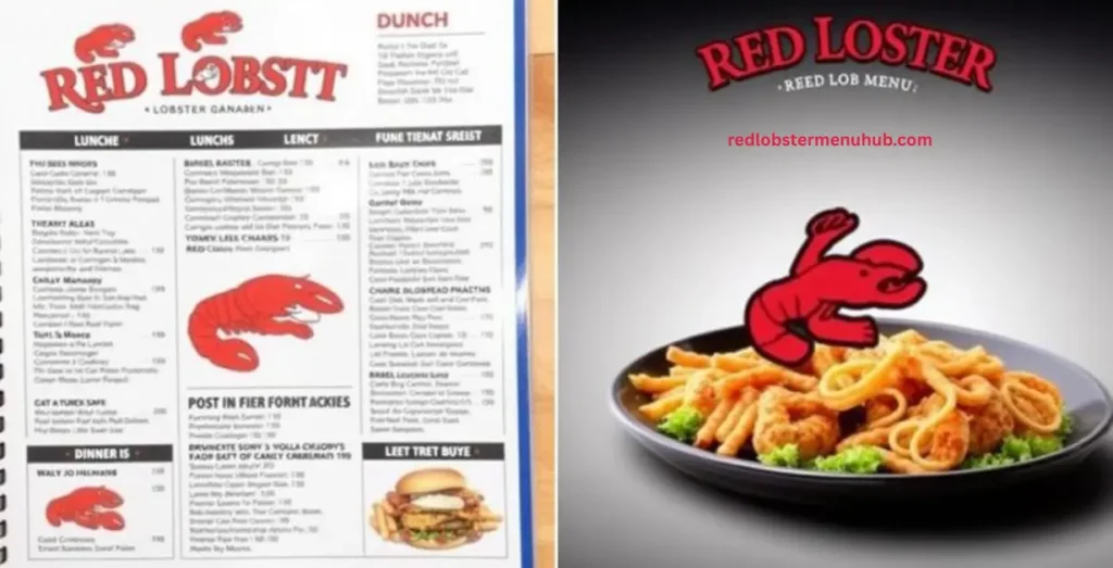 Comparison between Red Lobster lunch menu and dinner menu showing portion sizes, prices, and seafood options.