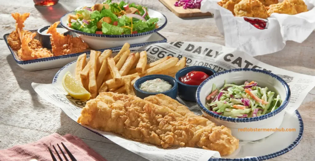 Red Lobster's $15 specials menu featuring shrimp basket fish and fries, a seafood combo meal and value seafood deals