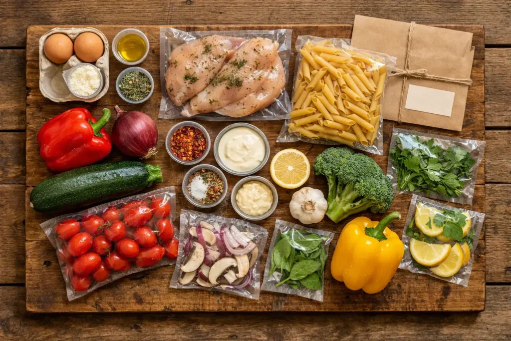 Estimated calories for popular Create Your Own Family Feast entrées, including Garlic Shrimp Scampi, Walt's Favorite Shrimp, Coconut Shrimp, and Grilled Chicken