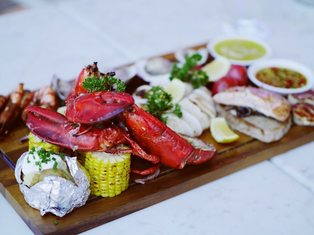Grilled lobster tail seafood platter