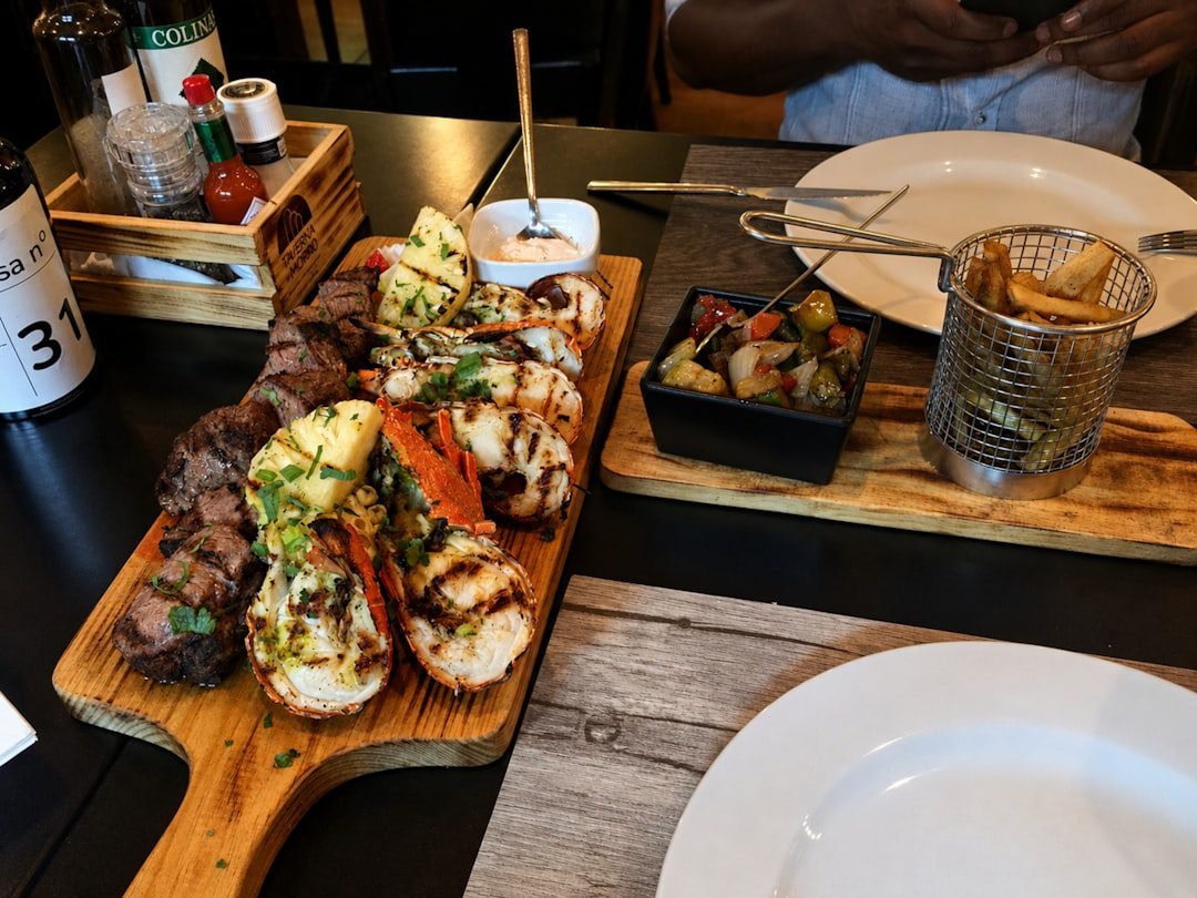 Surf and turf plate with grilled steak and lobster tail